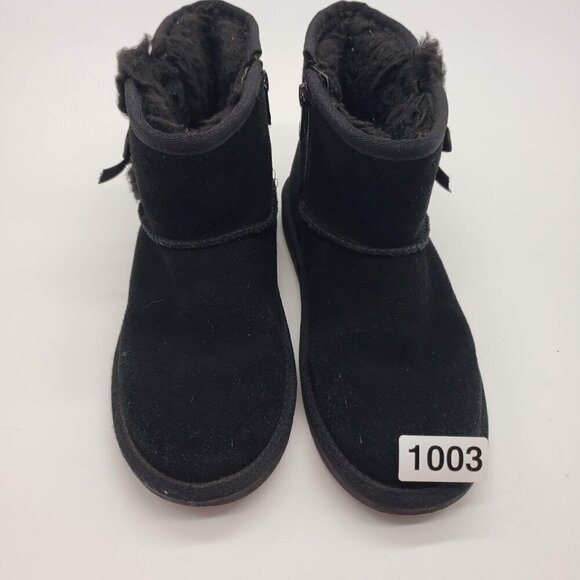 Koolaburra by UGG 1117810 Victoria Mini Ankle Boot Suede Black Youth 2 side bows - Picture 13 of 13